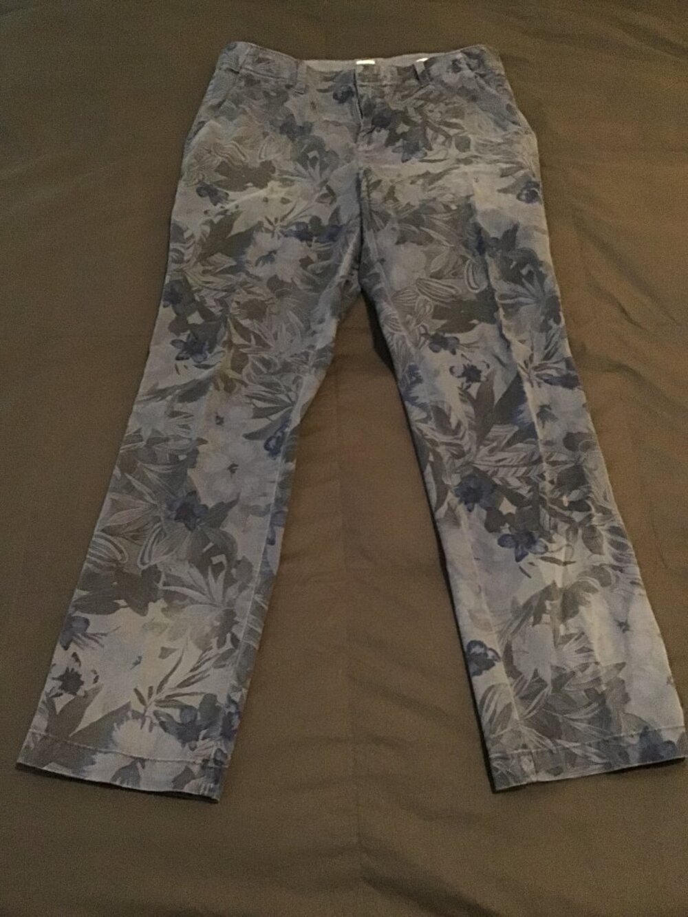 GAP Factory Floral Girlfriend Chino Pants Size 4 Blue Gray Print